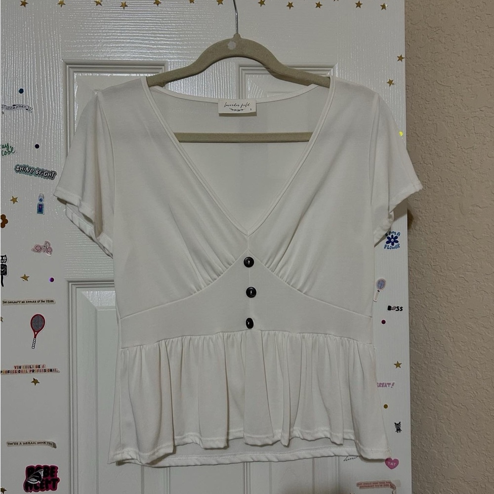 White Peplum Top